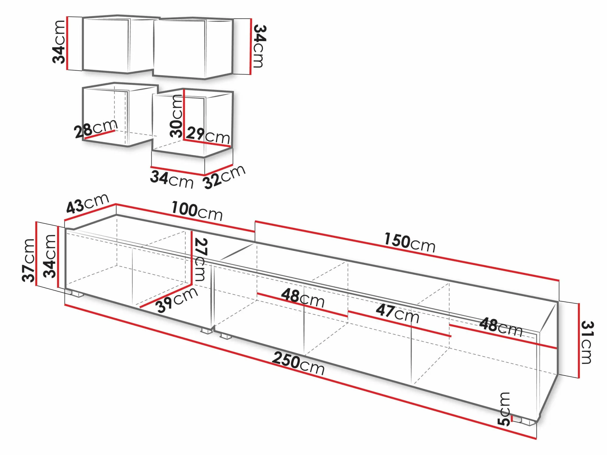 Stuemøbelsæt Remus XVIII (Sort + Blank sort)