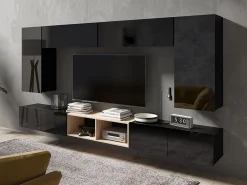 Stuemøbelsæt Remus XXIII (Sort + Blank sort + Artisan eg)