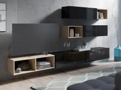 Stuemøbelsæt Remus XXV (Sort + Blank sort + Artisan eg)