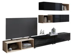 Stuemøbelsæt Remus XXV (Sort + Blank sort + Artisan eg)