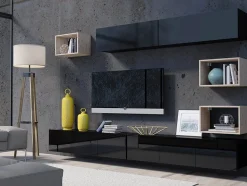 Stuemøbelsæt Remus XXXI (Sort + Blank sort + Artisan eg)