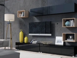 Stuemøbelsæt Remus XXXI (Sort + Blank sort + Artisan eg)