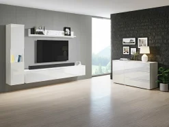 Stuemøbelsæt Sarasota 132 (Hvid + Glansfuld hvid)