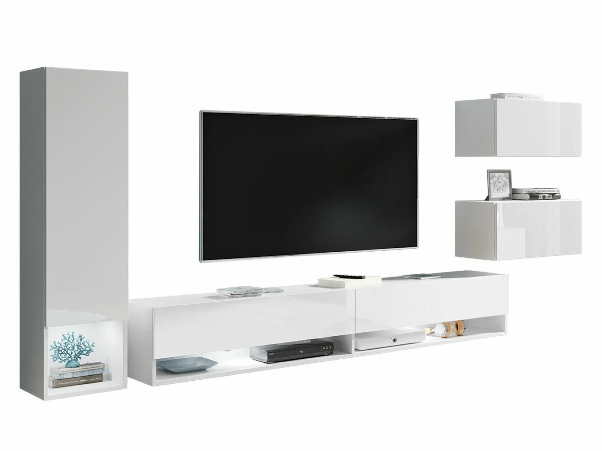 Stuemøbelsæt Sarasota 124 (Hvid + Glansfuld hvid)