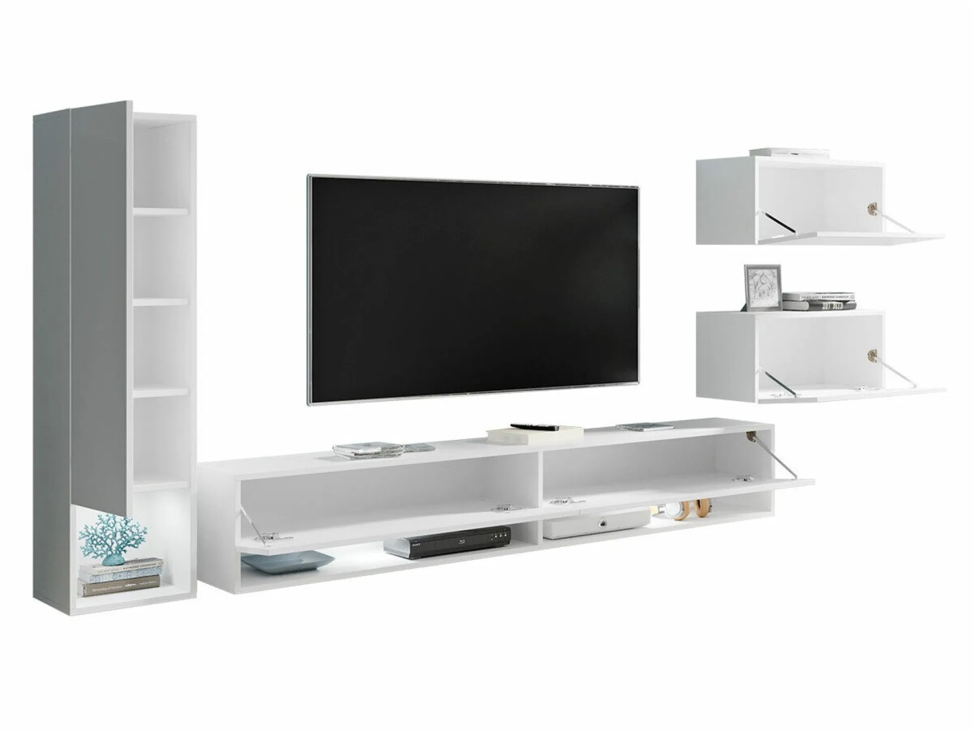 Stuemøbelsæt Sarasota 124 (Hvid + Glansfuld hvid)