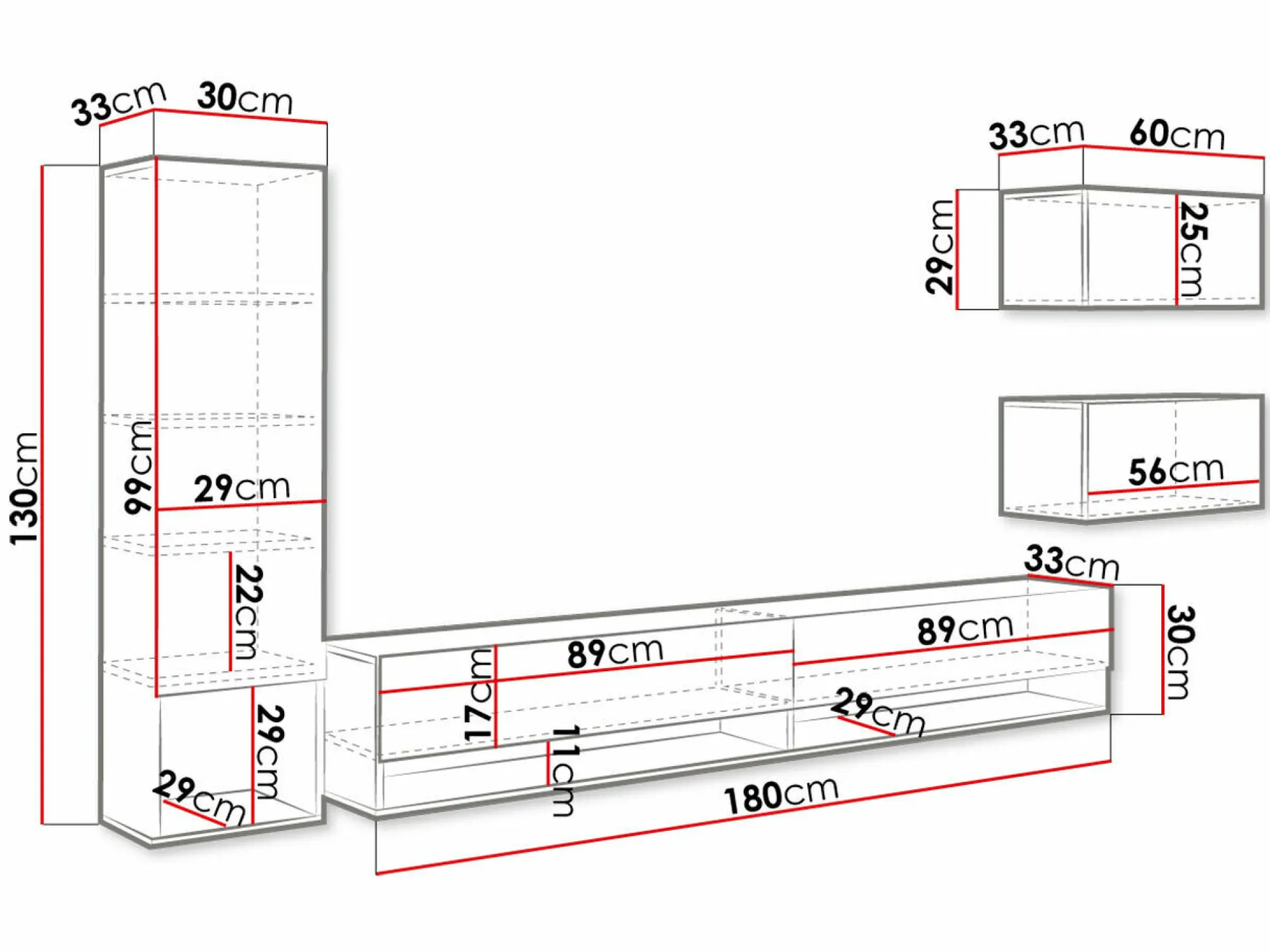 Stuemøbelsæt Sarasota 124 (Hvid + Glansfuld hvid)