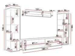 Stuemøbelsæt Sarasota 176 (Hvid + Glansfuld hvid)