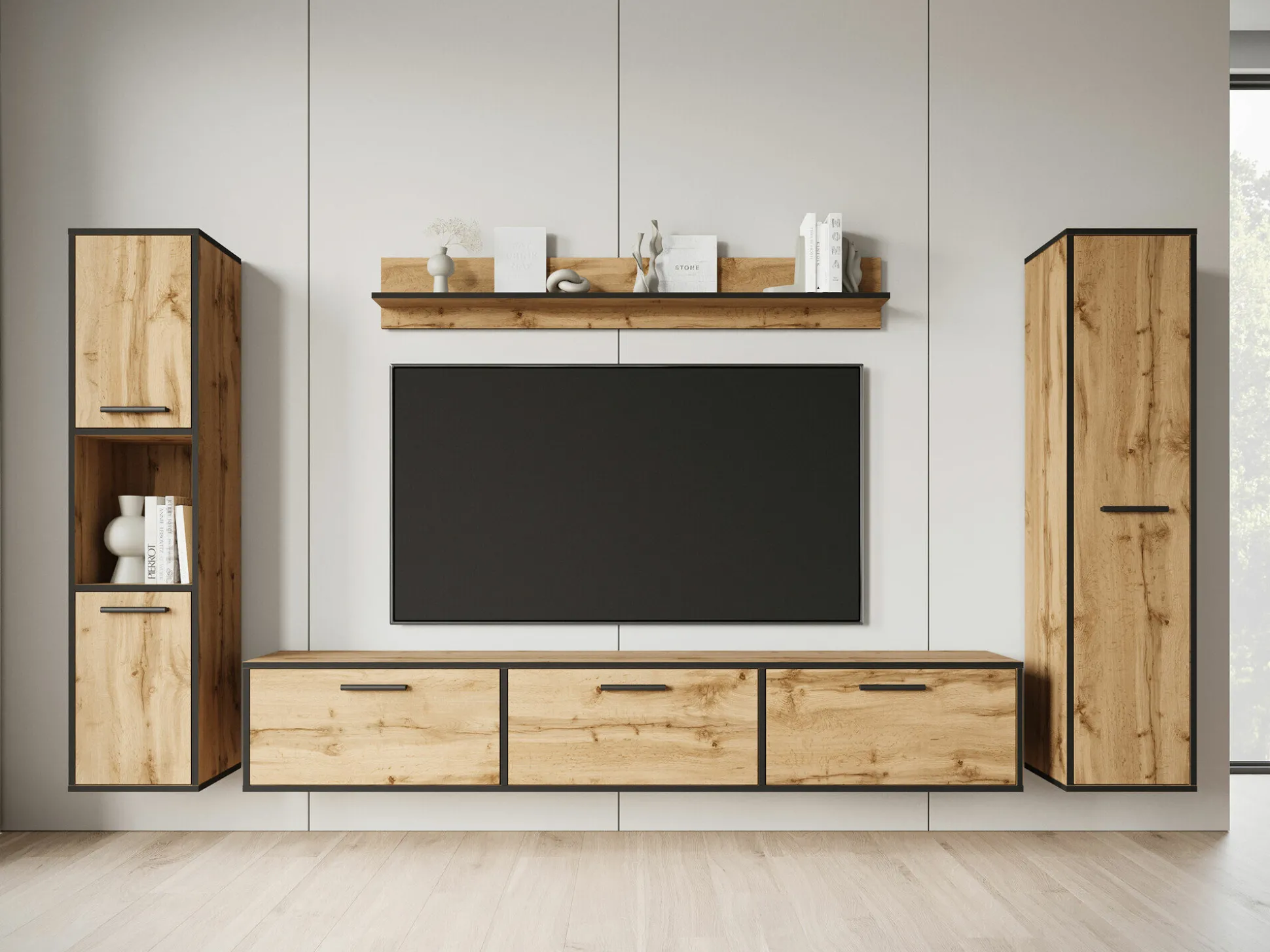 Stuemøbelsæt Sarasota 175 (Sort + Wotan eg)