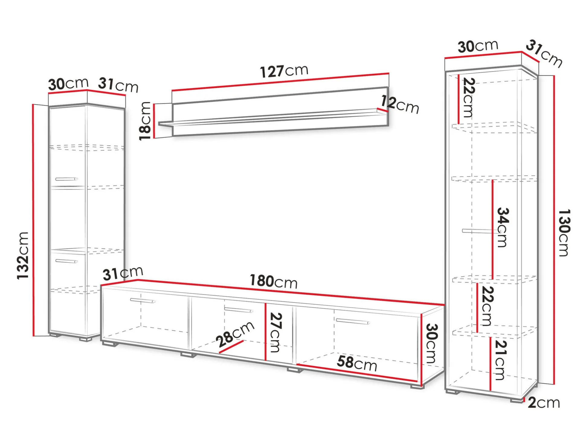 Stuemøbelsæt Sarasota 175 (Sort + Wotan eg)