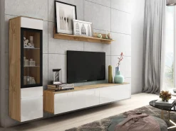 Stuemøbelsæt Sarasota 125 (Wotan eg + Glansfuld hvid)