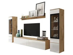 Stuemøbelsæt Sarasota 126 (Wotan eg + Glansfuld hvid)