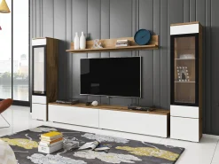 Stuemøbelsæt Sarasota 126 (Wotan eg + Glansfuld hvid)