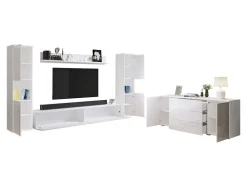 Stuemøbelsæt Sarasota 133 (Wotan eg + Glansfuld hvid)