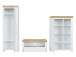 Stuemøbelsæt Sonsoru 147 (Hvid + Glansfuld hvid + Wotan eg)