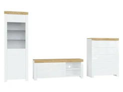 Stuemøbelsæt Sonsoru 149 (Hvid + Glansfuld hvid + Wotan eg)