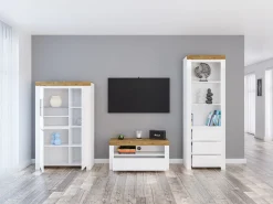 Stuemøbelsæt Sonsoru 146 (Hvid + Glansfuld hvid + Wotan eg)