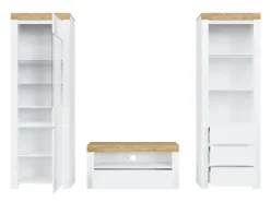 Stuemøbelsæt Sonsoru 145 (Hvid + Glansfuld hvid + Wotan eg)