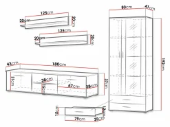 Stuemøbelsæt Tornola 115 (Hvid + Glansfuld hvid)