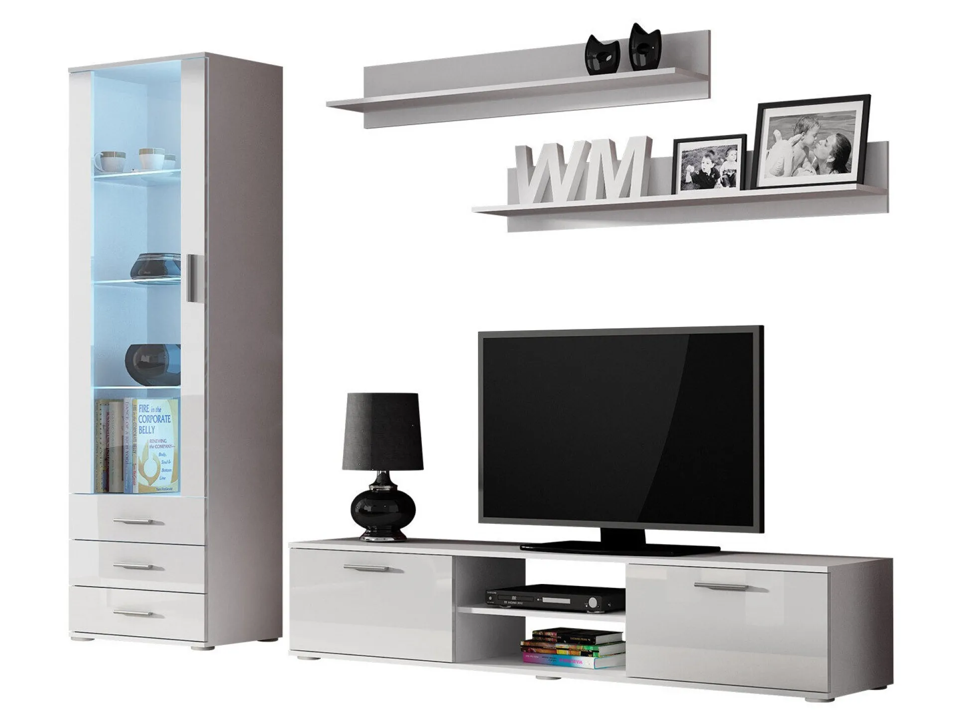 Stuemøbelsæt Tornola 107 (Hvid + Glansfuld hvid)