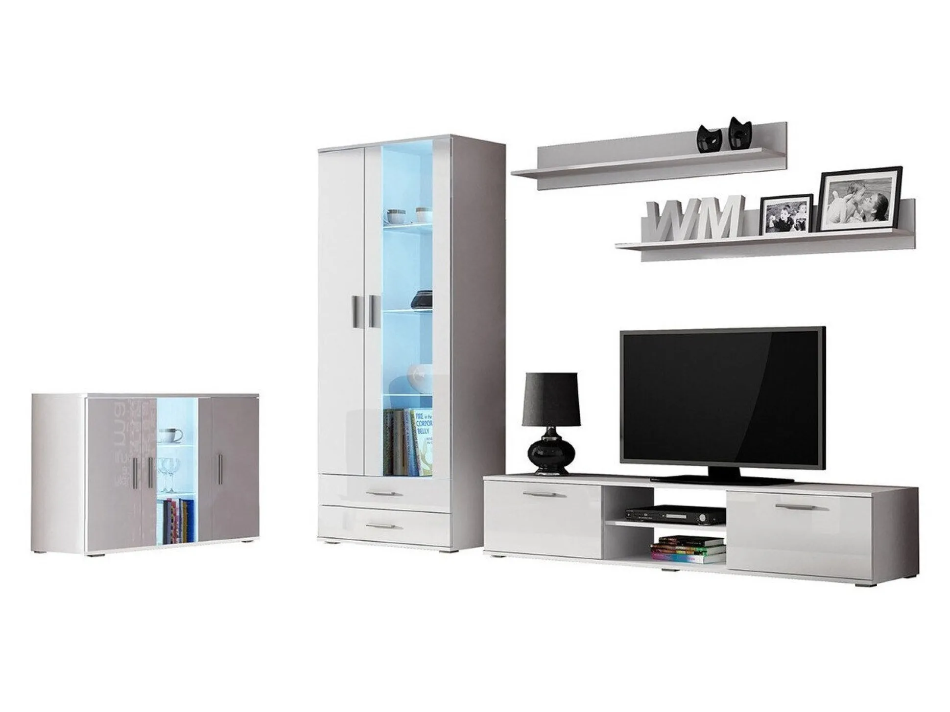 Stuemøbelsæt Tornola 116 (Hvid + Glansfuld hvid)