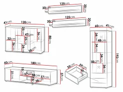 Stuemøbelsæt Tornola 116 (Hvid + Glansfuld hvid)