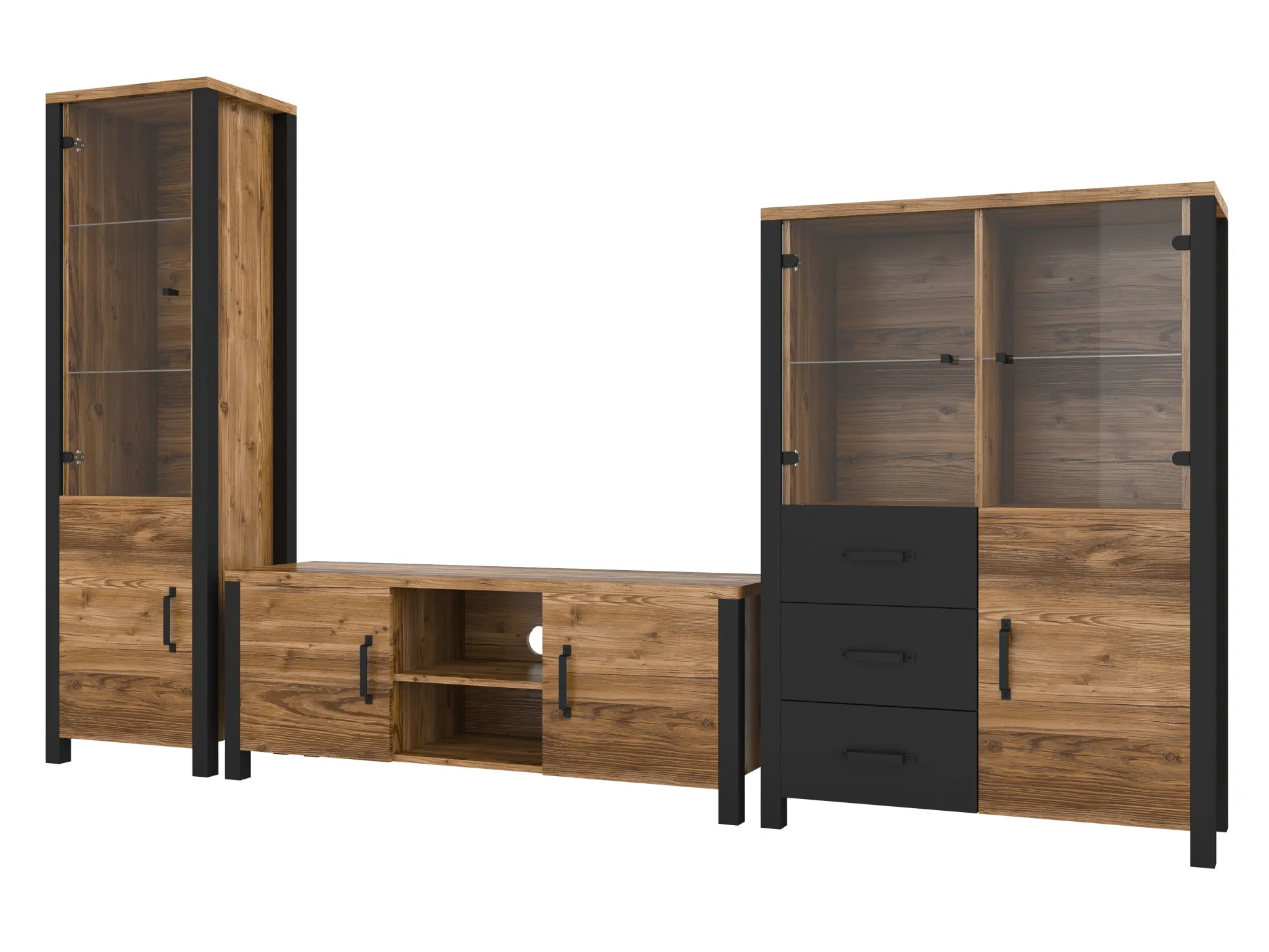 Stuemøbelsæt Tornua 113 (Mørk gran + Mat sort)