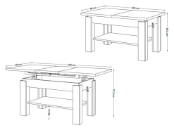 Transformer sofabord Glendale 100 (Craft gylden eg)