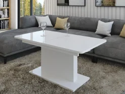 Transformer sofabord Ogden 158 (Glansfuld hvid + Hvid)