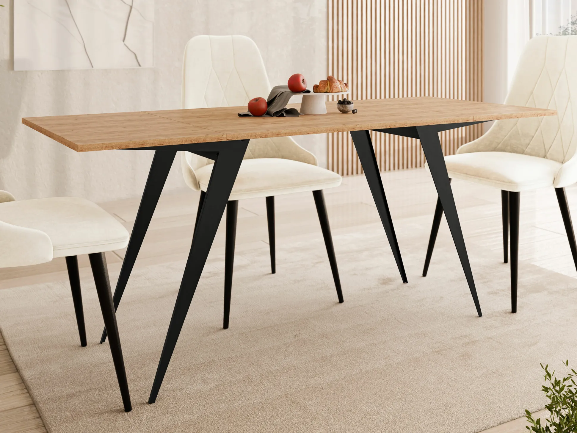 Transformer sofabord Oswego 150 (Craft gylden eg + Sort)