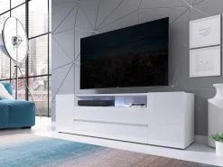 TV-bord Ager (Hvid + Glansfuld hvid)