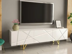 TV-bord Audis (Hvid + Glansfuld hvid)