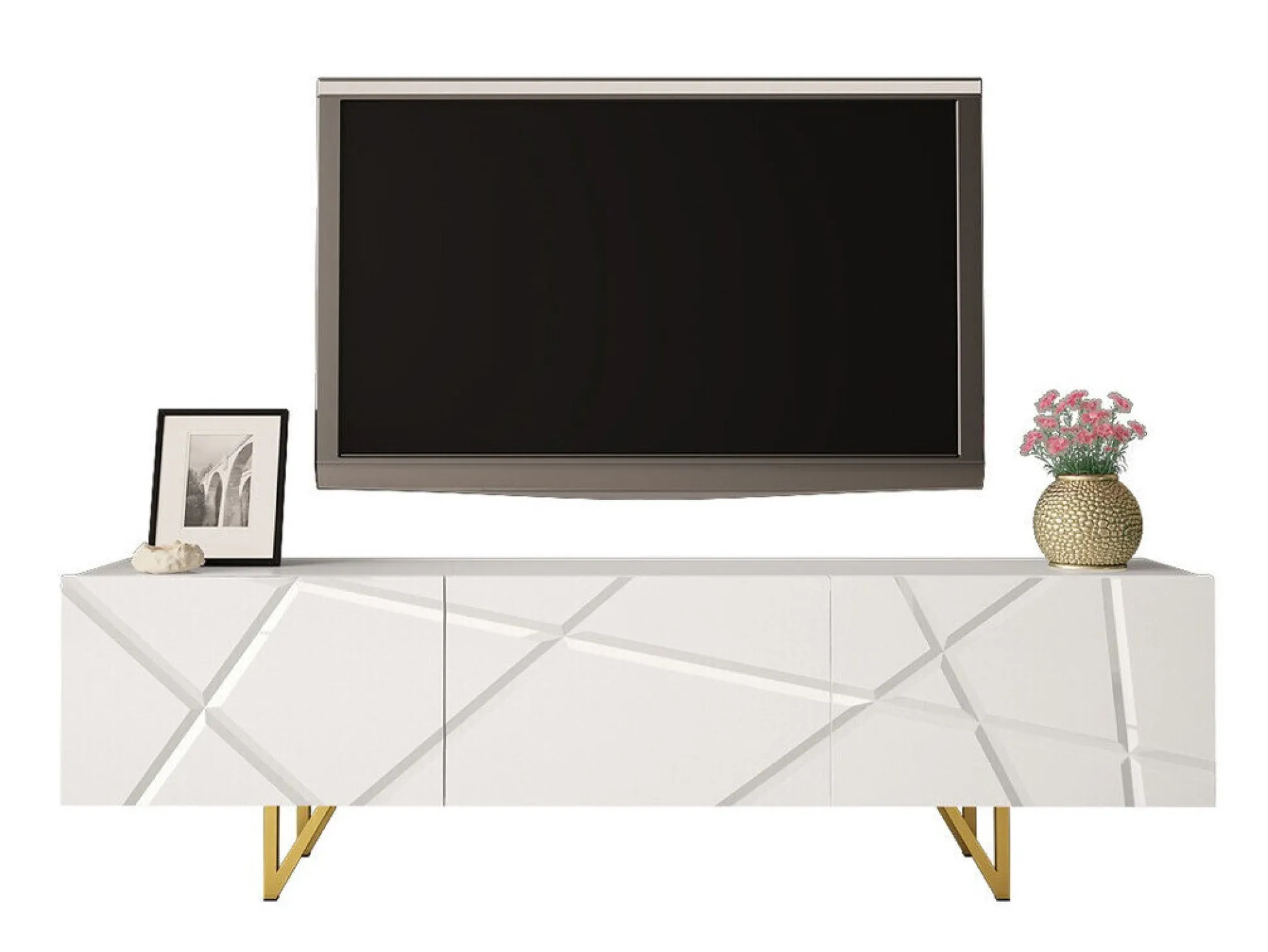 TV-bord Audis (Hvid + Glansfuld hvid)