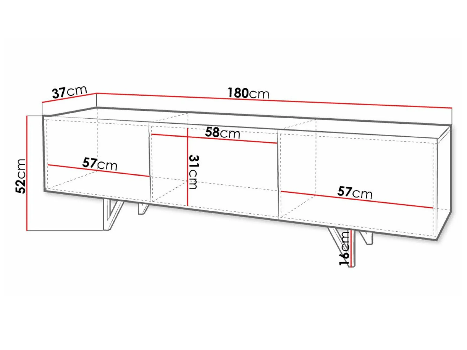TV-bord Audis (Hvid + Glansfuld hvid)