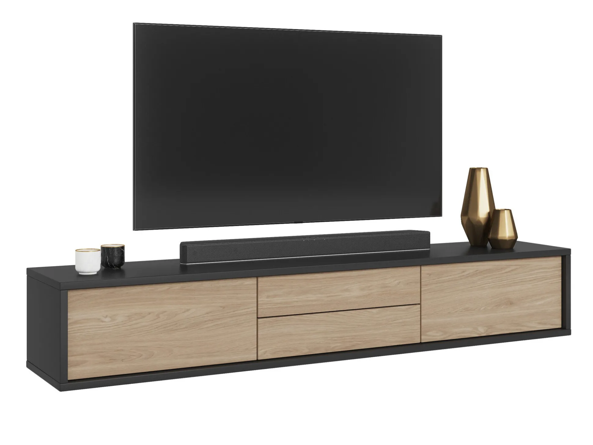 TV-bord Austin 325 (Antracit + Egetræ)