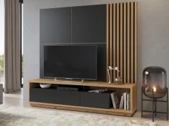 TV-bord Austin 357 (Wotan eg + Mat sort)