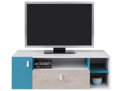 TV-bord Camteso 108 (Hvid + Egetræ + Turkis)