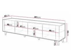 TV-bord Charlotte 184 (Hvid + Craft egetræ)