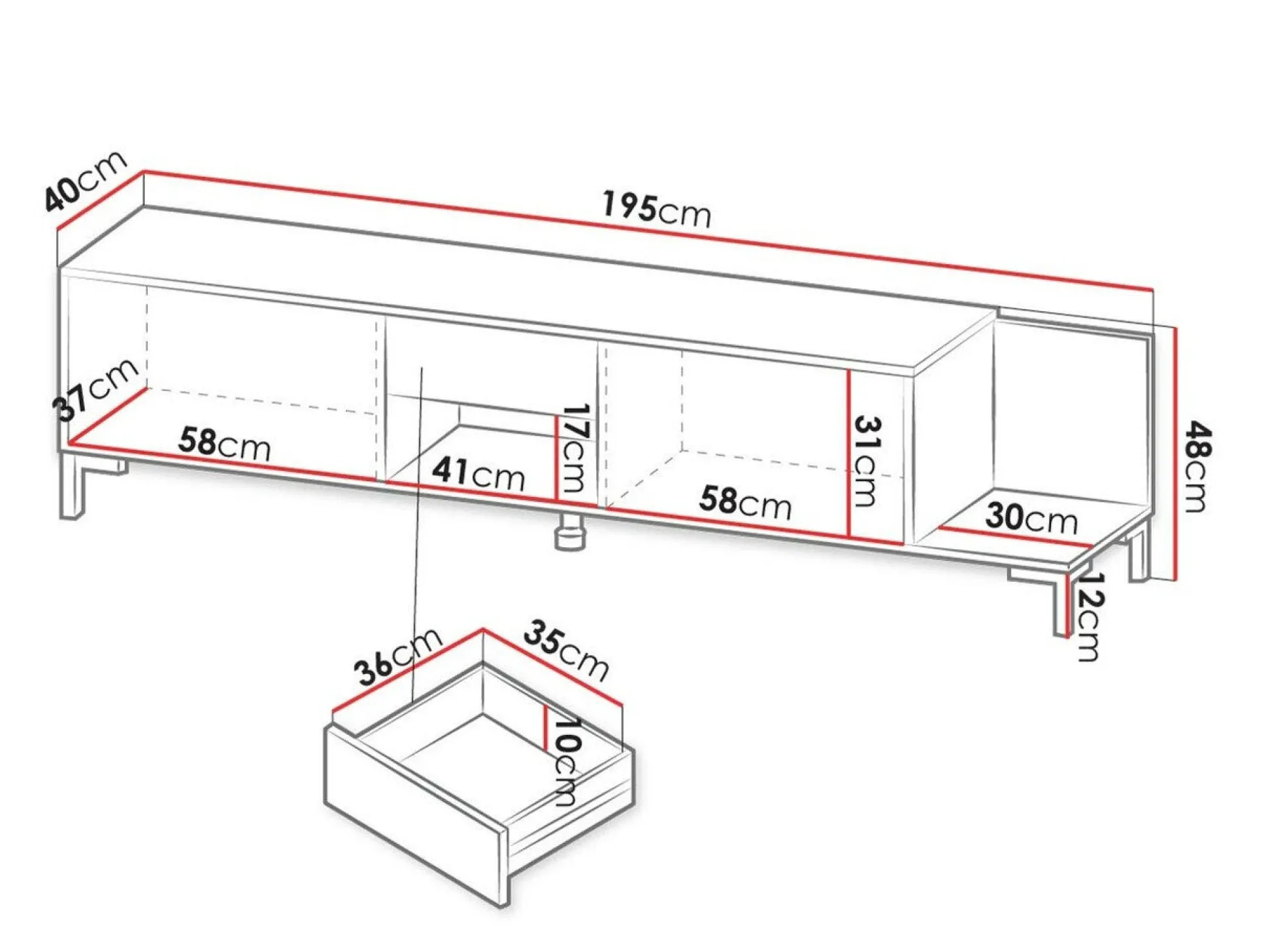 TV-bord Charlotte 157 (Hvid + Hvid marmor)