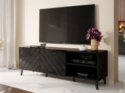 TV-bord Charlotte 144 (Sort + Blank sort)