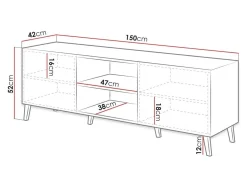 TV-bord Charlotte 144 (Sort + Blank sort)