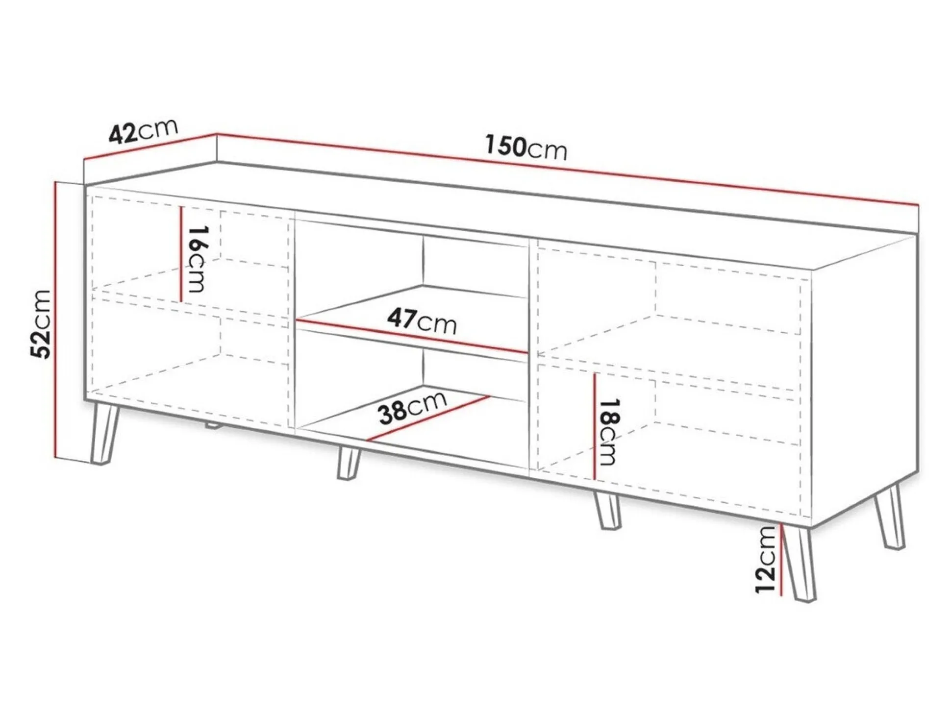 TV-bord Charlotte 144 (Sort + Blank sort)