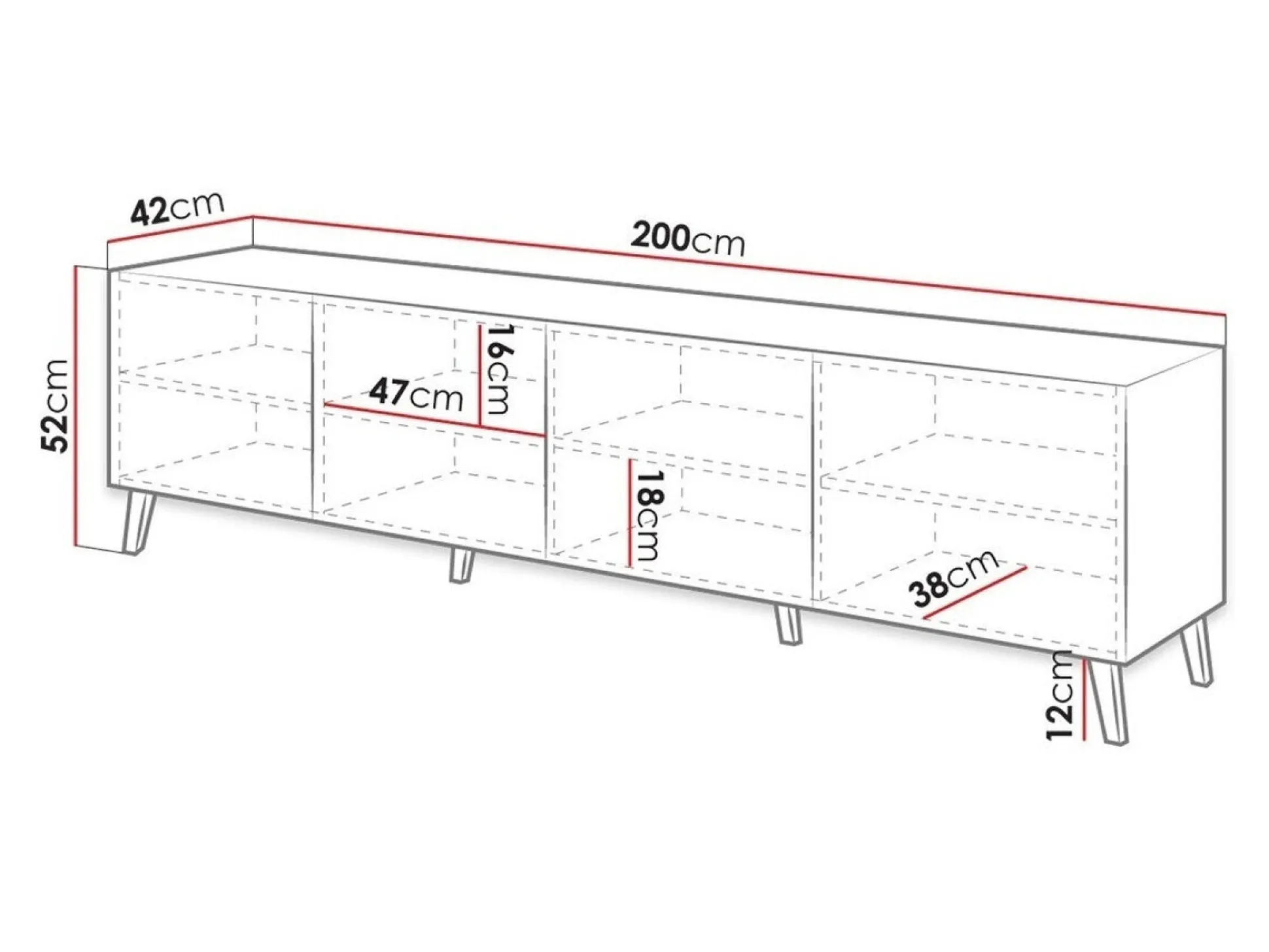 TV-bord Charlotte 145 (Sort + Blank sort)