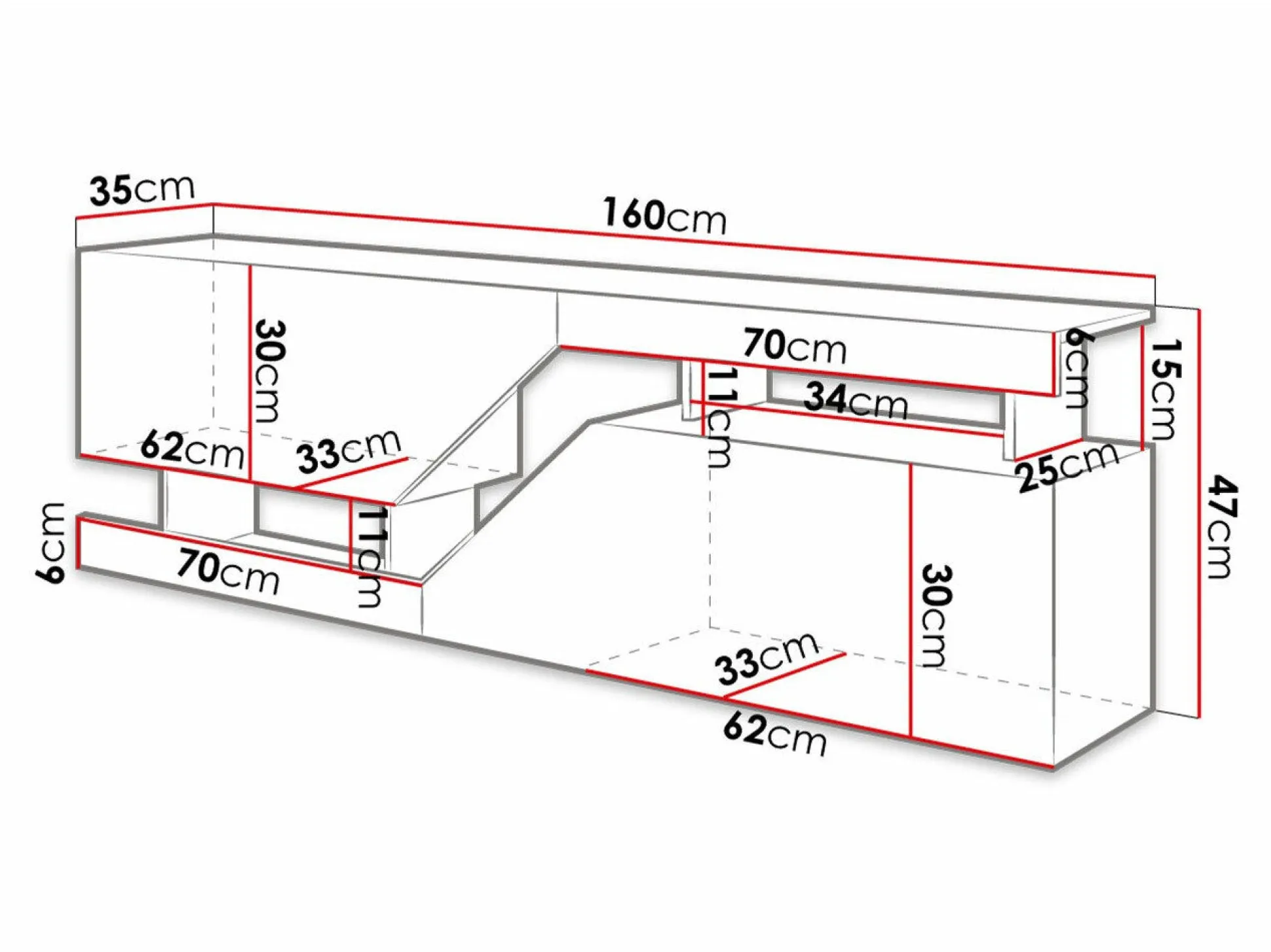 TV-bord Comfivo Daldune (Hvid + Wotan eg)