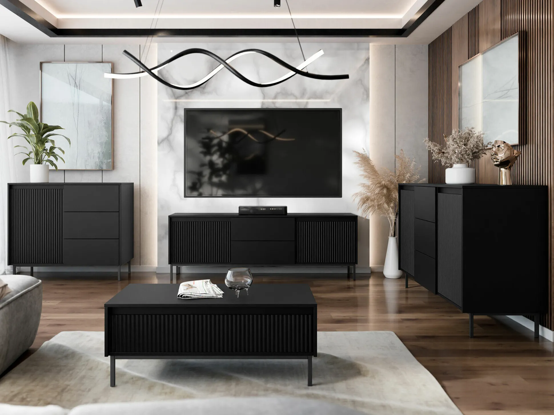 TV-bord Comfivo Delruva I (Sort)