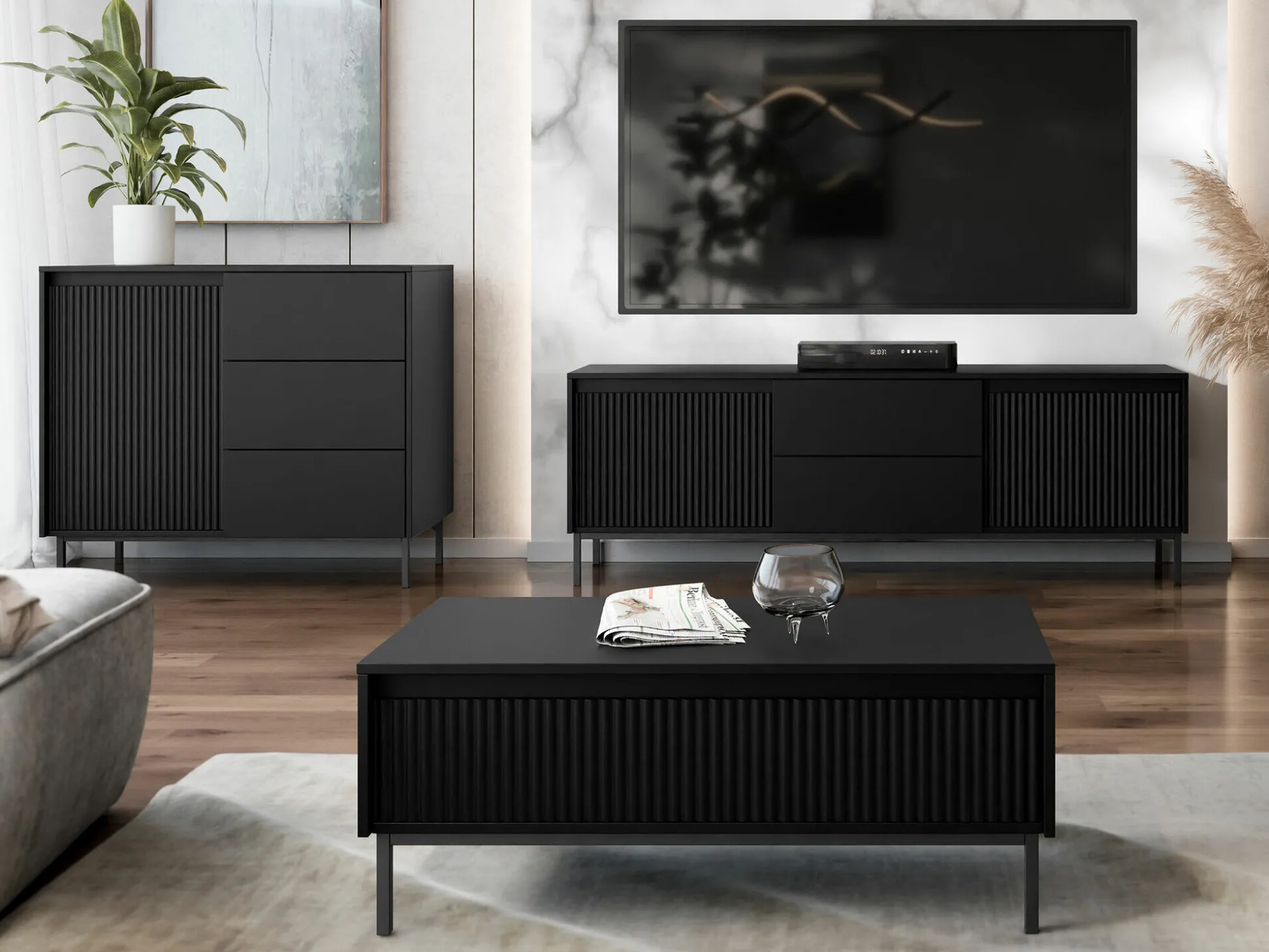 TV-bord Comfivo Delruva I (Sort)