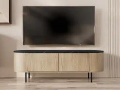 TV-bord Comfivo Livtena (Sort marmor + Sort)