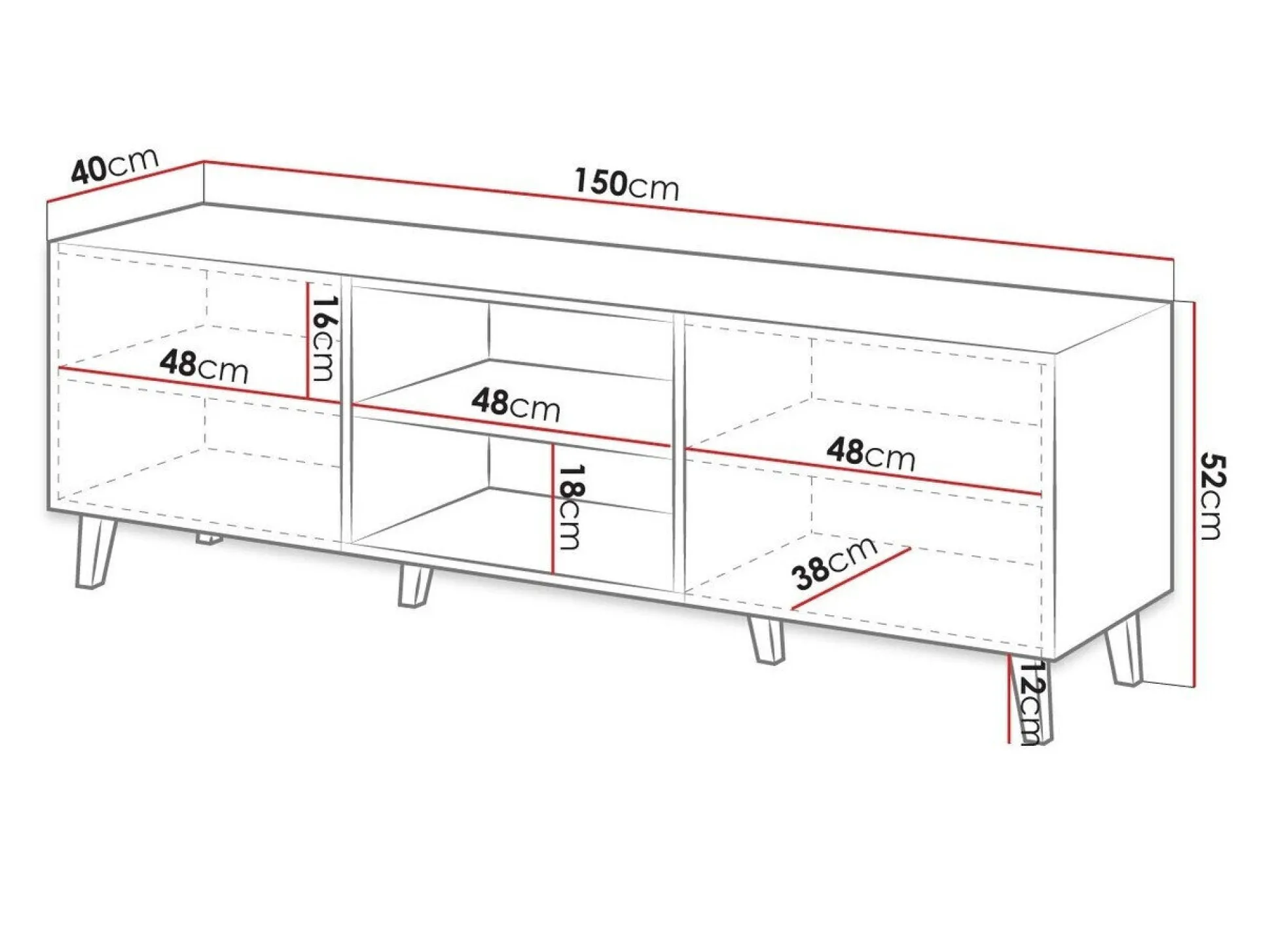 TV-bord Dicto (Hvid + Sort)
