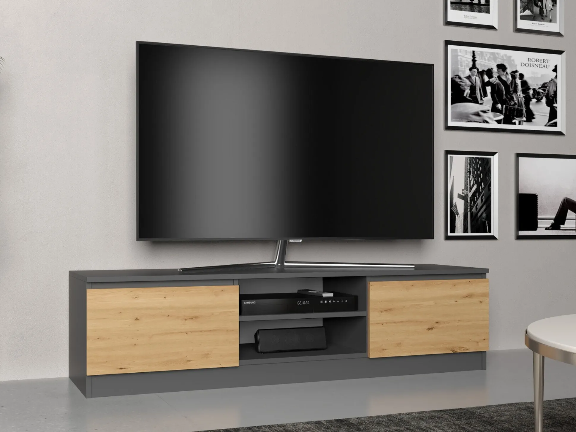 TV-bord Elbvelu 125 (Antracit + Artisan eg)