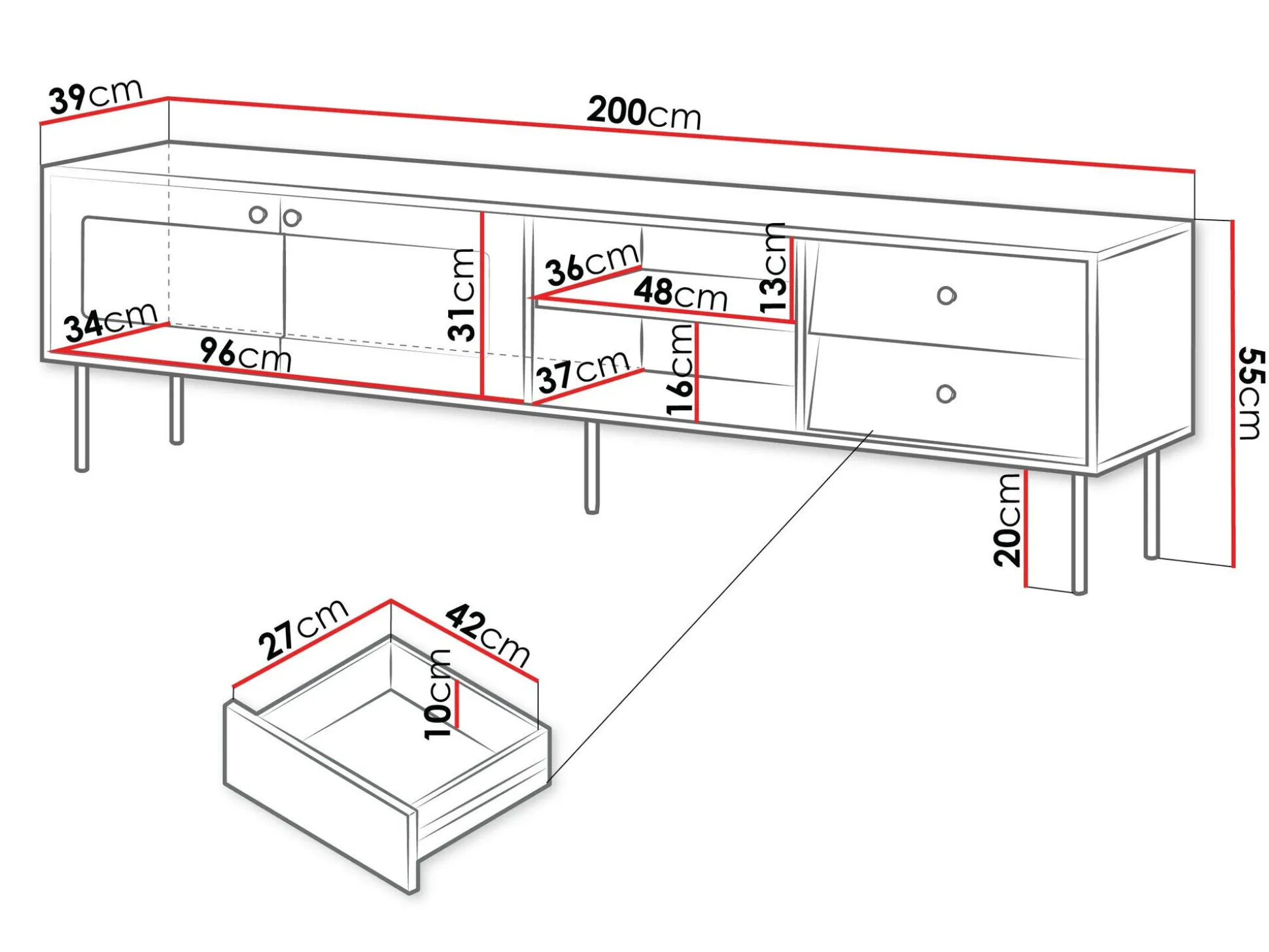 TV-bord Feletri 103 (Hvid)