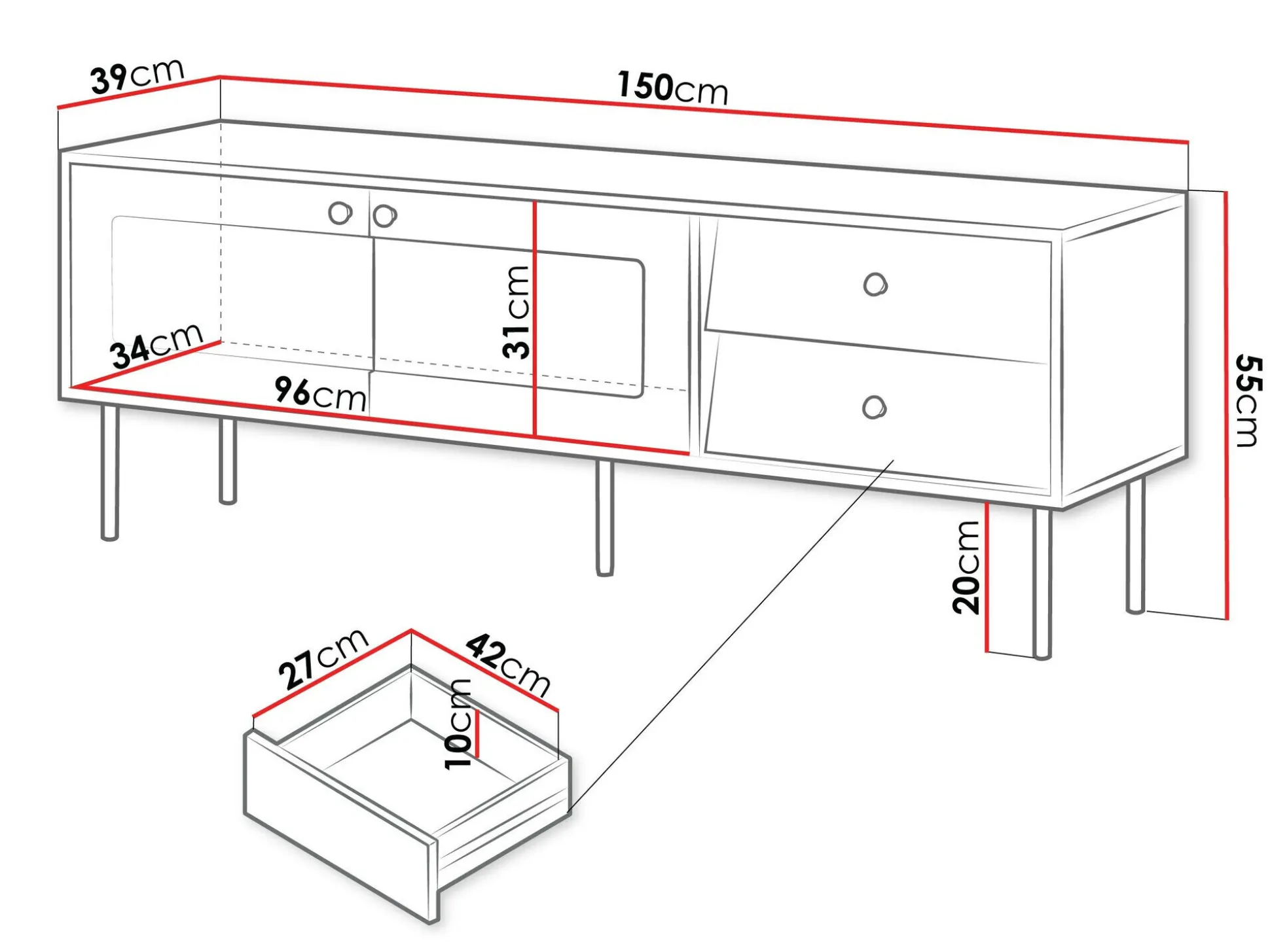 TV-bord Feletri 102 (Hvid)